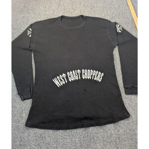 West Coast Choppers Shirt Mens Large Black Thermal Waffle Knit Long Sleeve Biker
